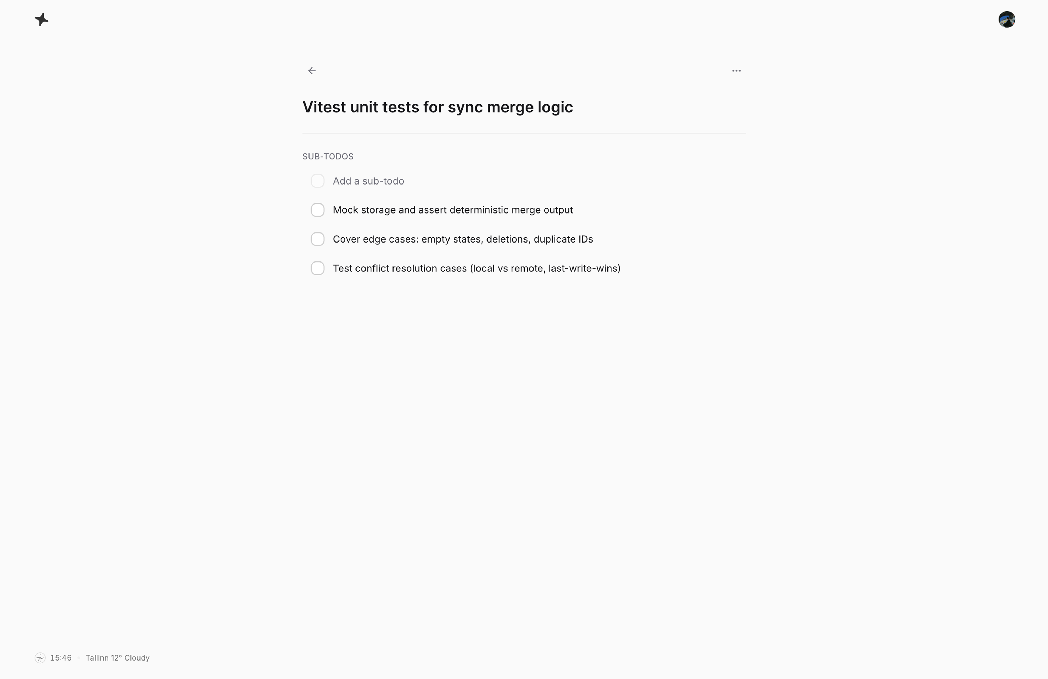 Yalp task detail page with a subtasks checklist.
